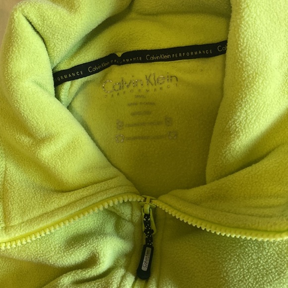 COPY - Calvin Klein Lime green, zip up fleece coat size small - Picture 2 of 5